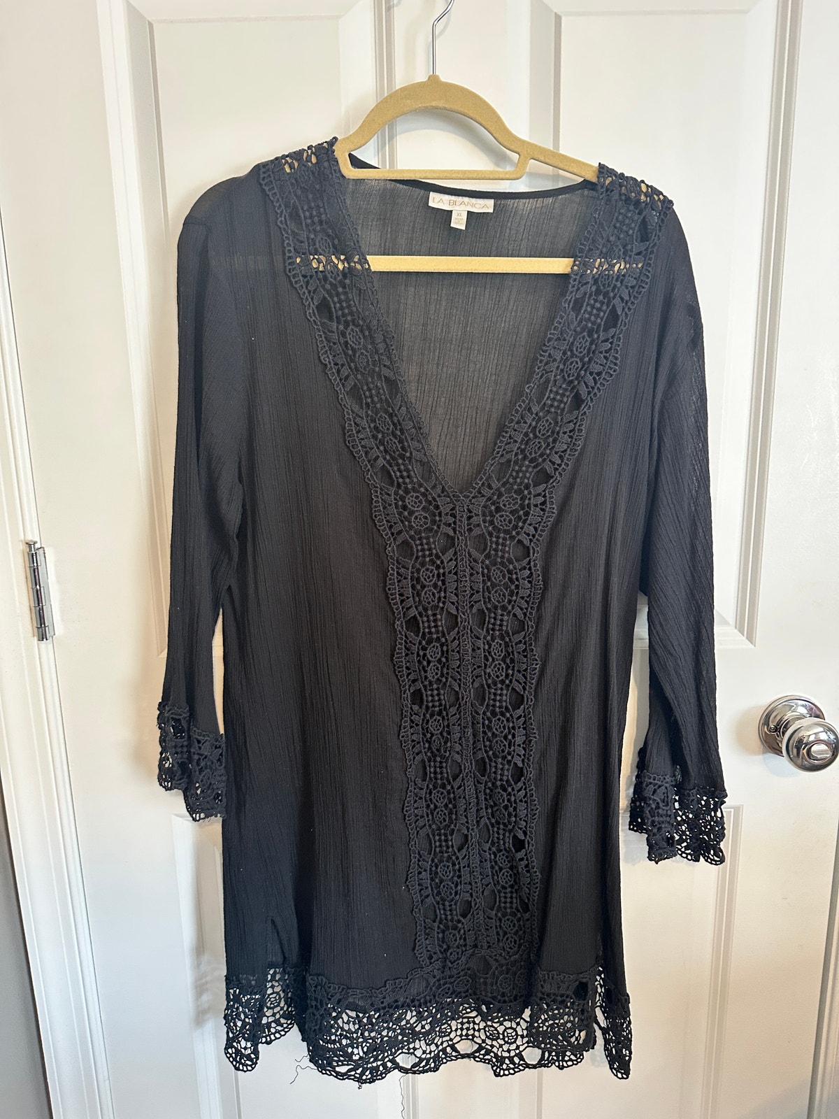 La Blanca Black Gauze Coverup Dress Xl